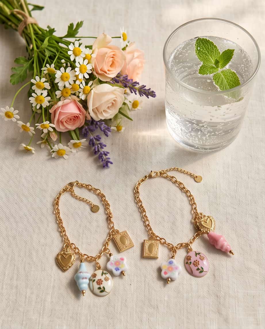 Bracciale regolabile acciaio fiori smaltati