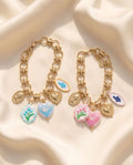 Bracciale regolabile acciaio cuori ceramica