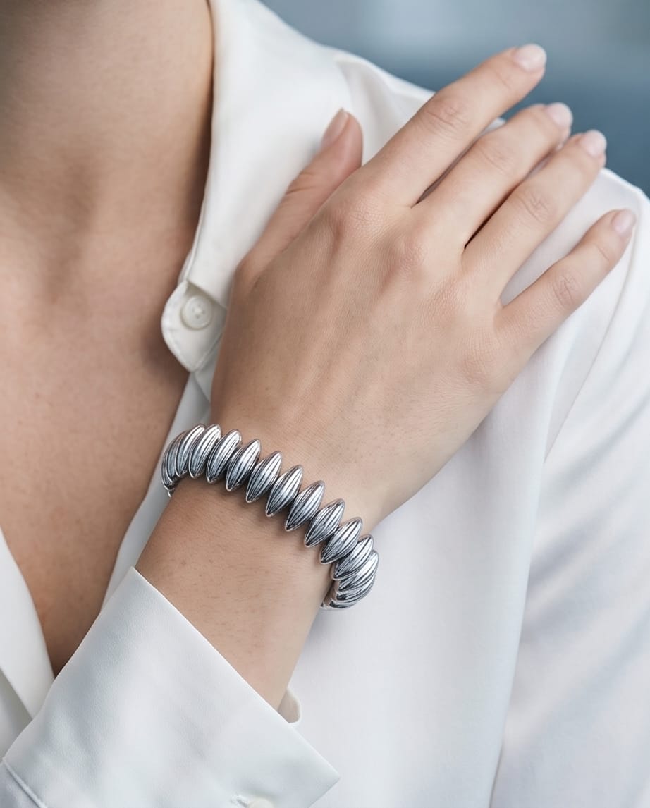 Bracciale regolabile acciaio catena ovalini