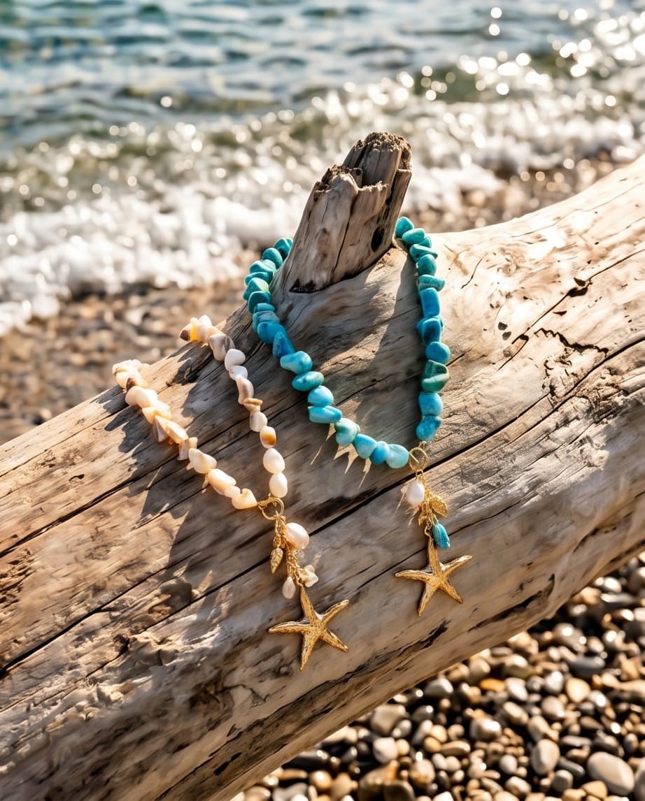 Collana regolabile acciaio stella madreperla