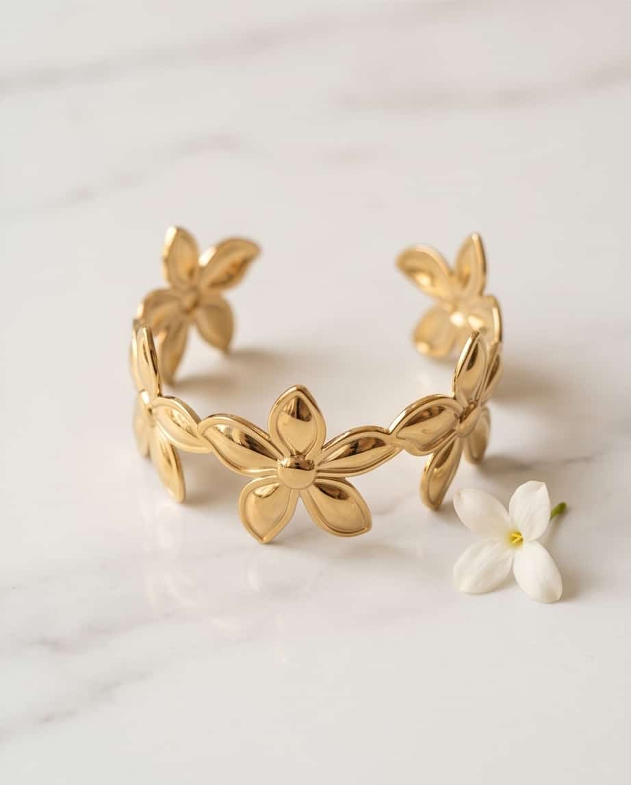 Bracciale rigido acciaio fiori