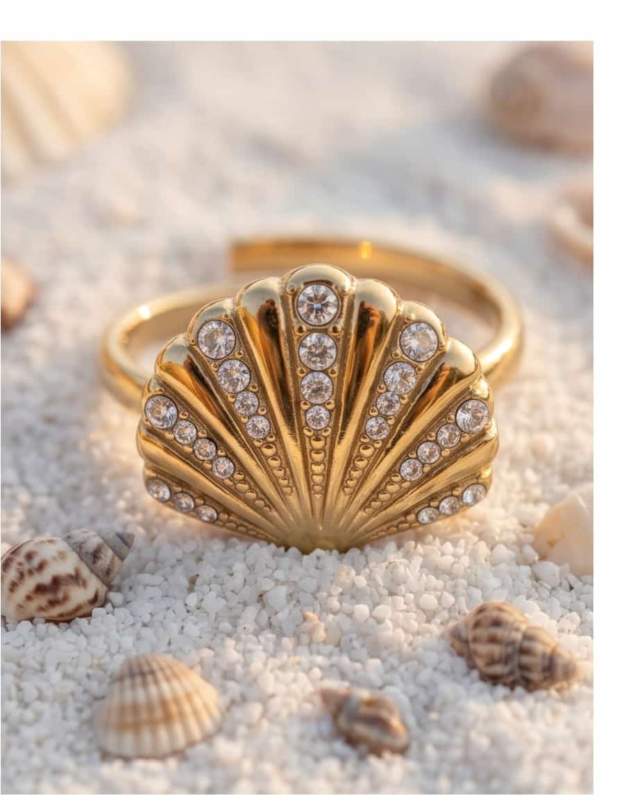 Anello acciaio conchiglia
