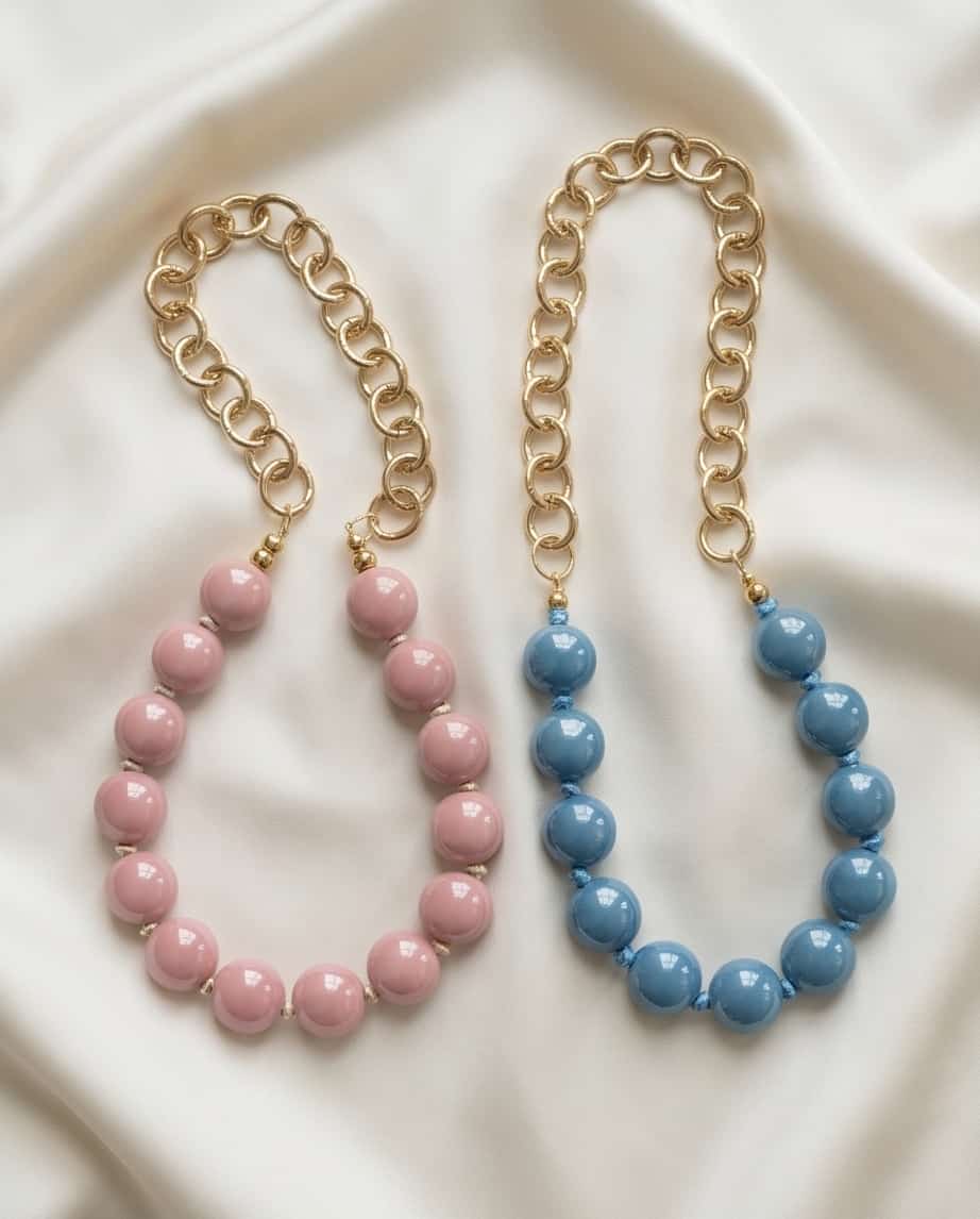 Collana regolabile alluminio e ceramica