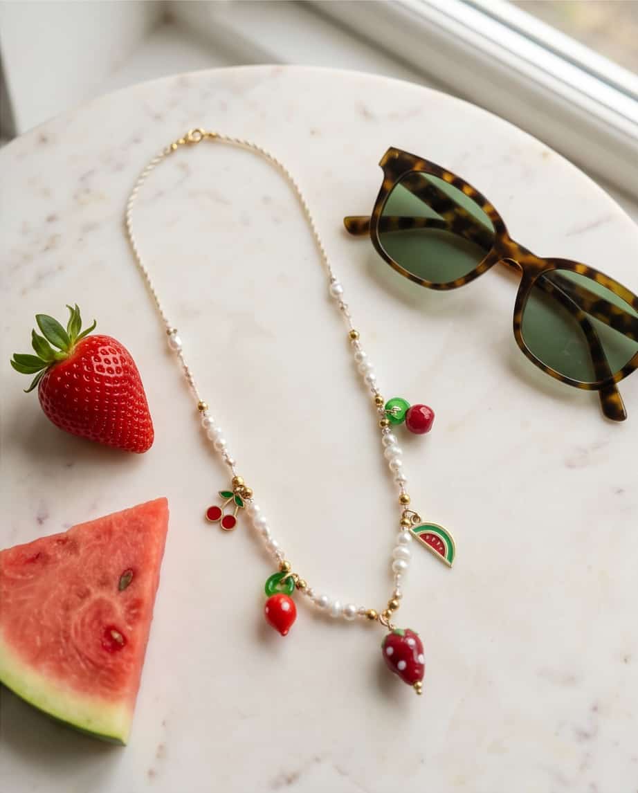 Collana regolabile acciaio fragola