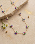 Collana regolabile acciaio fiori multicolor