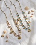 Collana regolabile acciaio charms vetro ceramica