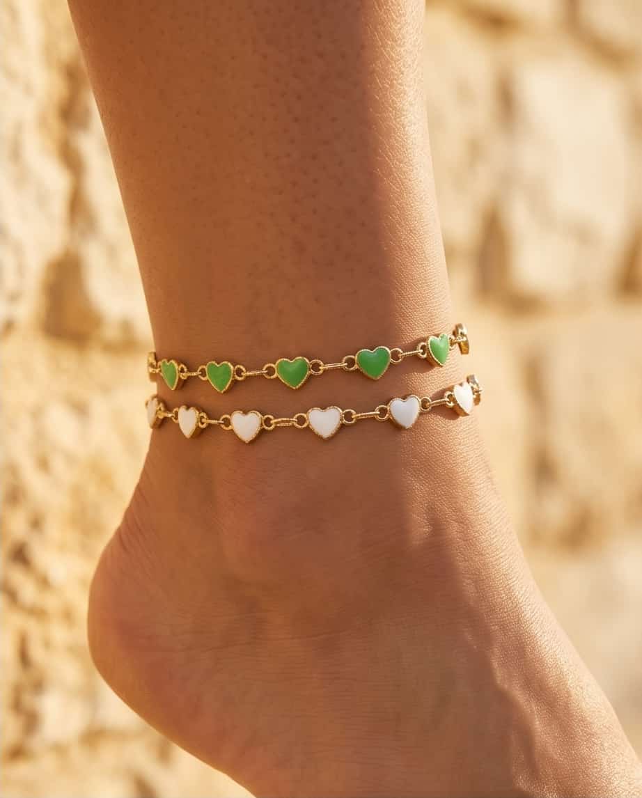 Cavigliera acciaio cuori smaltati