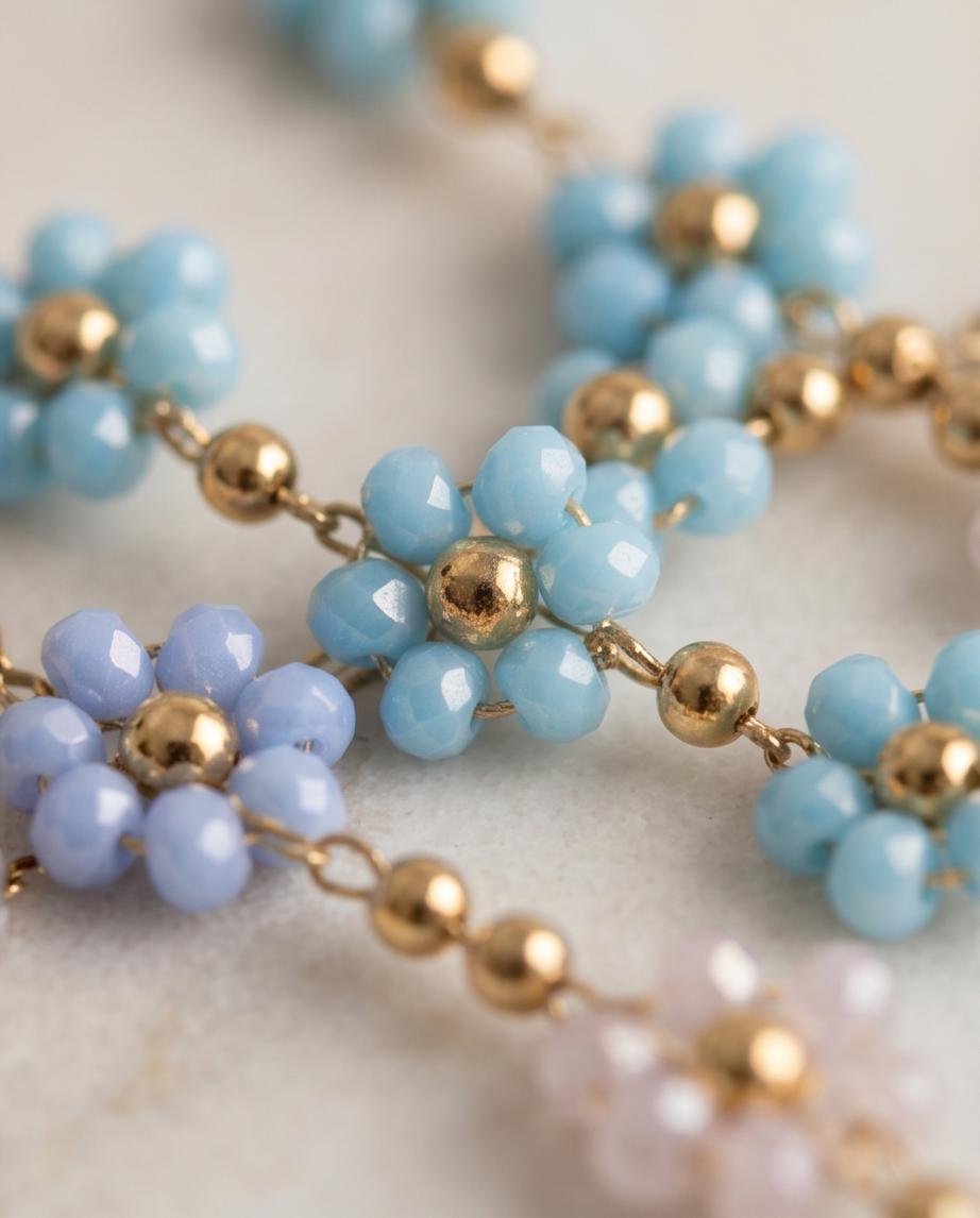 Espositore Prendi e Vendi 12 bracciali acciaio fiori vetro