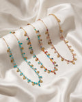 Collana regolabile acciaio charms vetro pietre