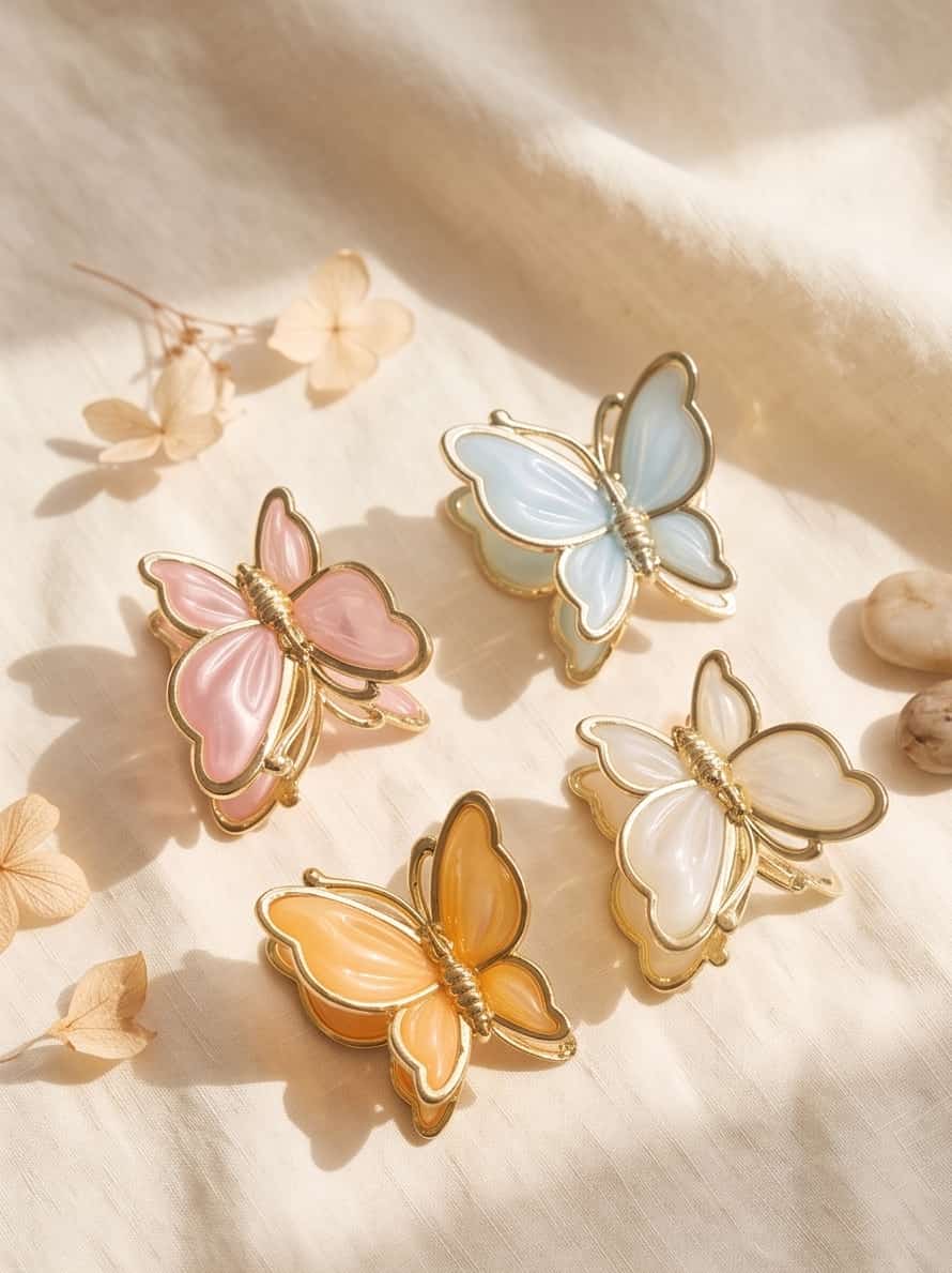 Pinza fermacapelli farfalle 7cm 6pz assortiti