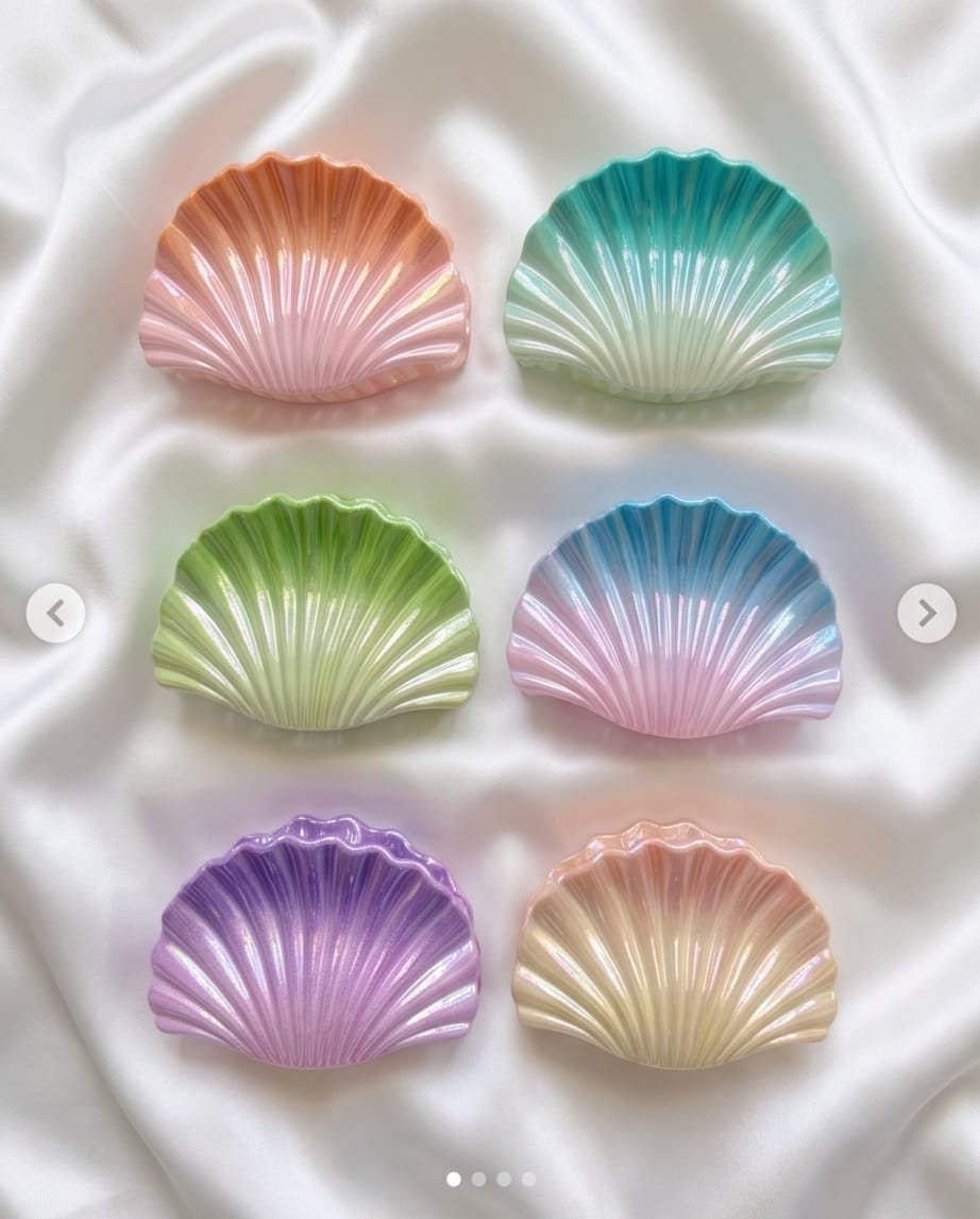 Pinza fermacapelli conchiglie 7cm 6pz assortiti
