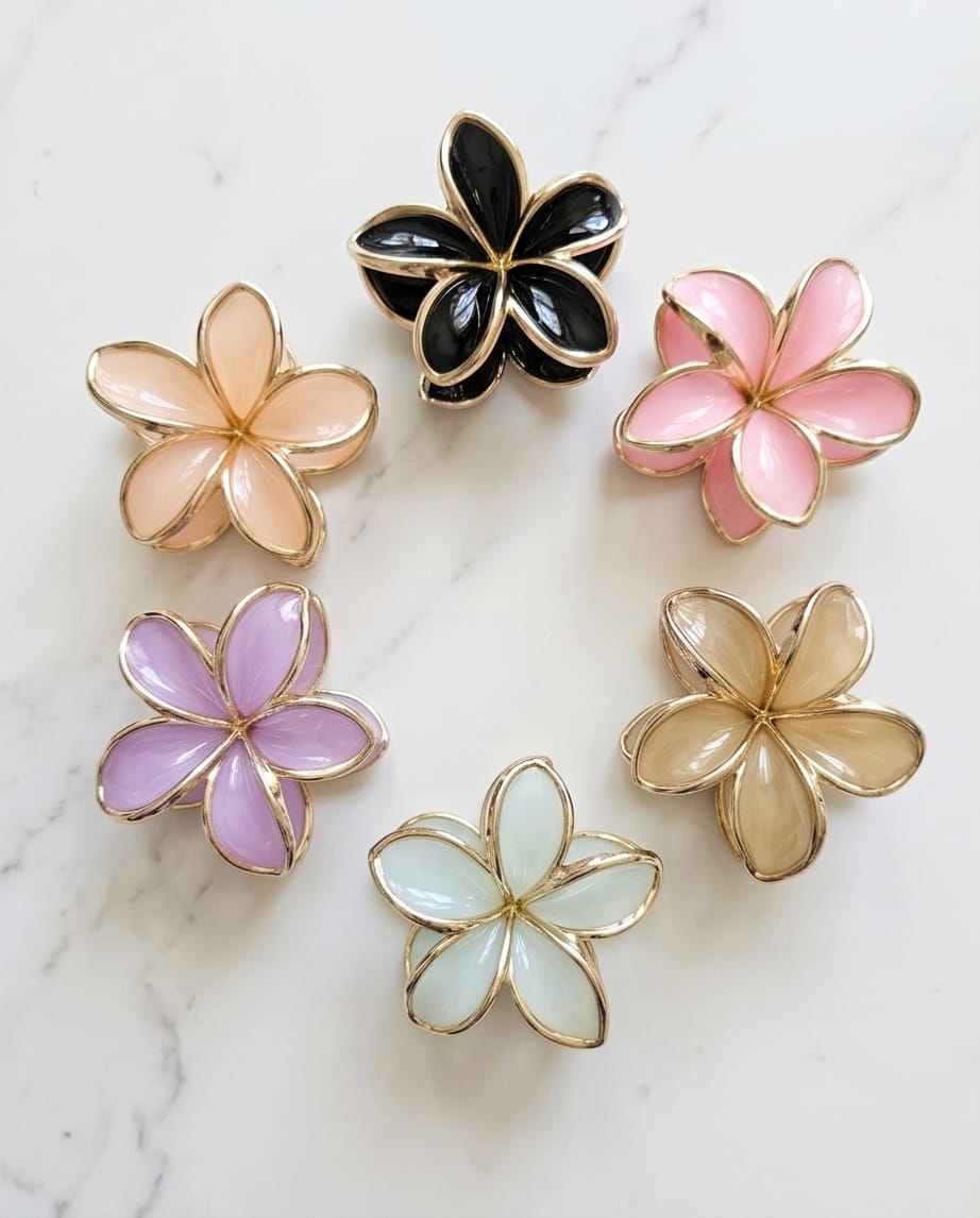Pinza fermacapelli fiore 8cm 6pz assortiti