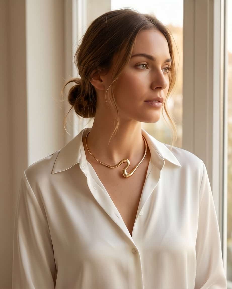 Collana choker rigida onda