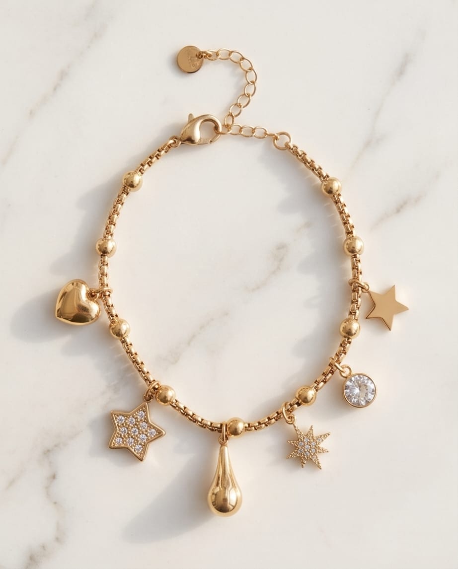 Bracciale regolabile acciaio charms
