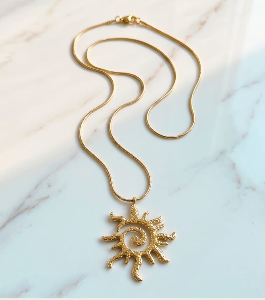 Collana regolabile acciaio sole 3.5cm