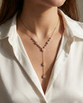 Collana regolabile acciaio 50cm goccia zircone