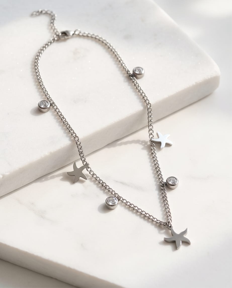 Cavigliera acciaio charms stelline