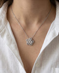Collana regolabile acciaio fiore strass