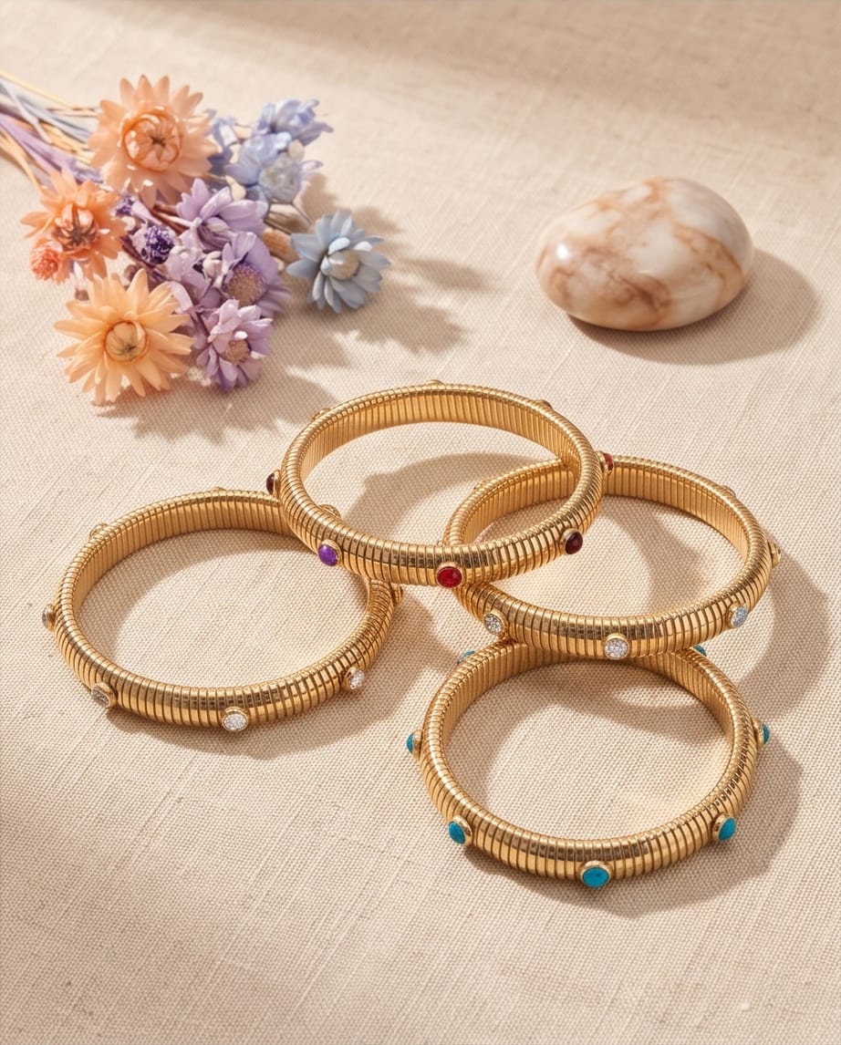 Bracciale elastico acciaio pietrine