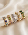 Orecchini cerchi acciaio strass fiori