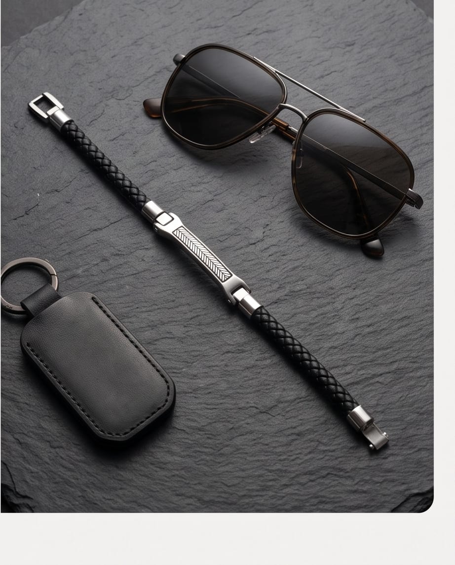 Uomo bracciale acciaio pelle treccia viti