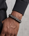 Uomo bracciale acciaio pelle treccia