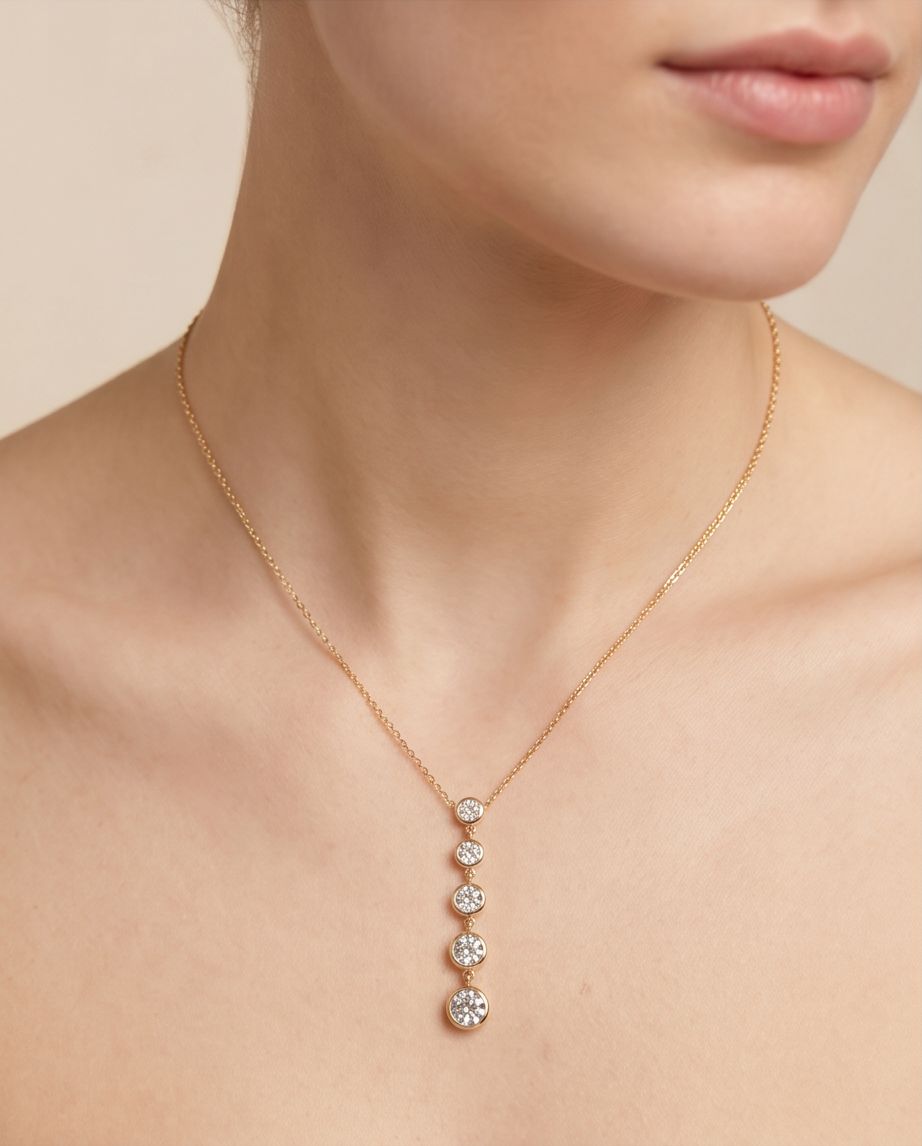 Collana regolabile acciaio 5 zirconi