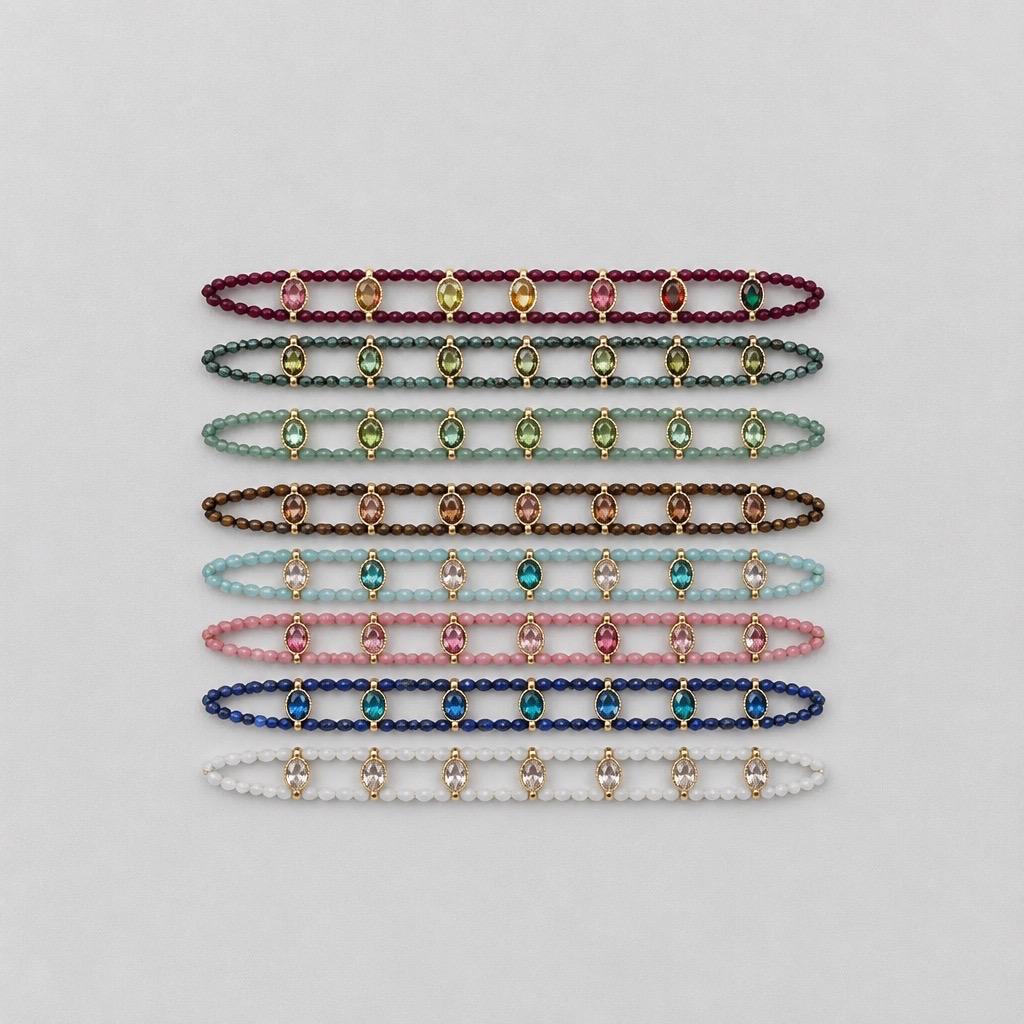 Bracciale regolabile acciaio perline