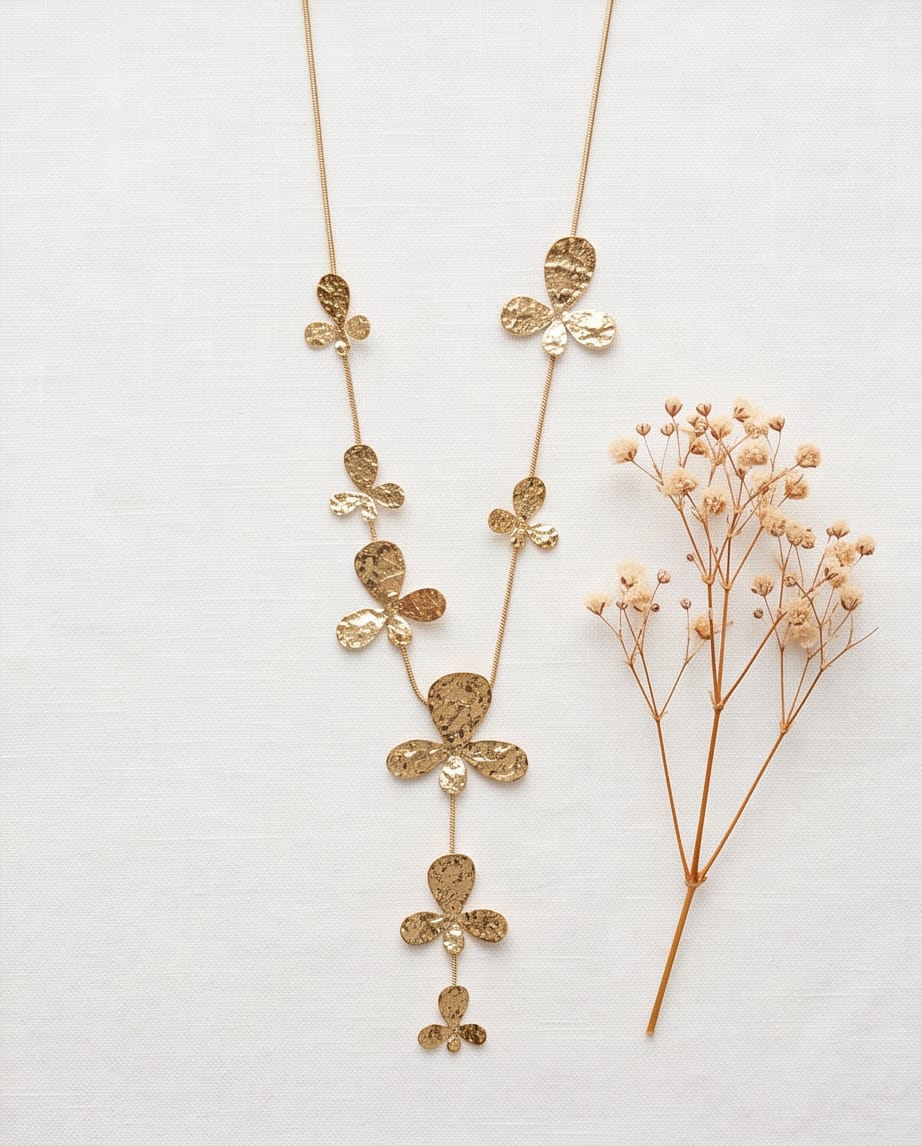Collana regolabile acciaio fiori