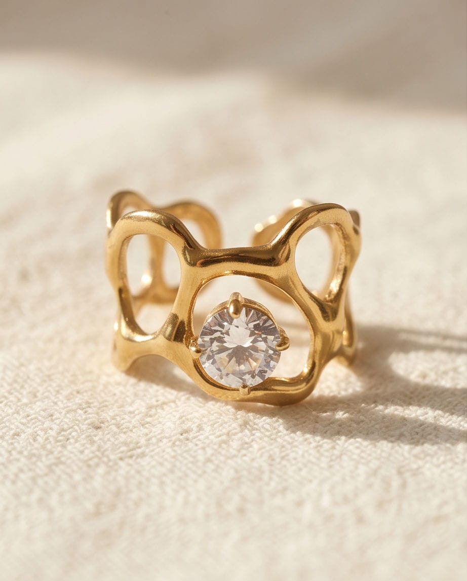 Anello acciaio punto luce