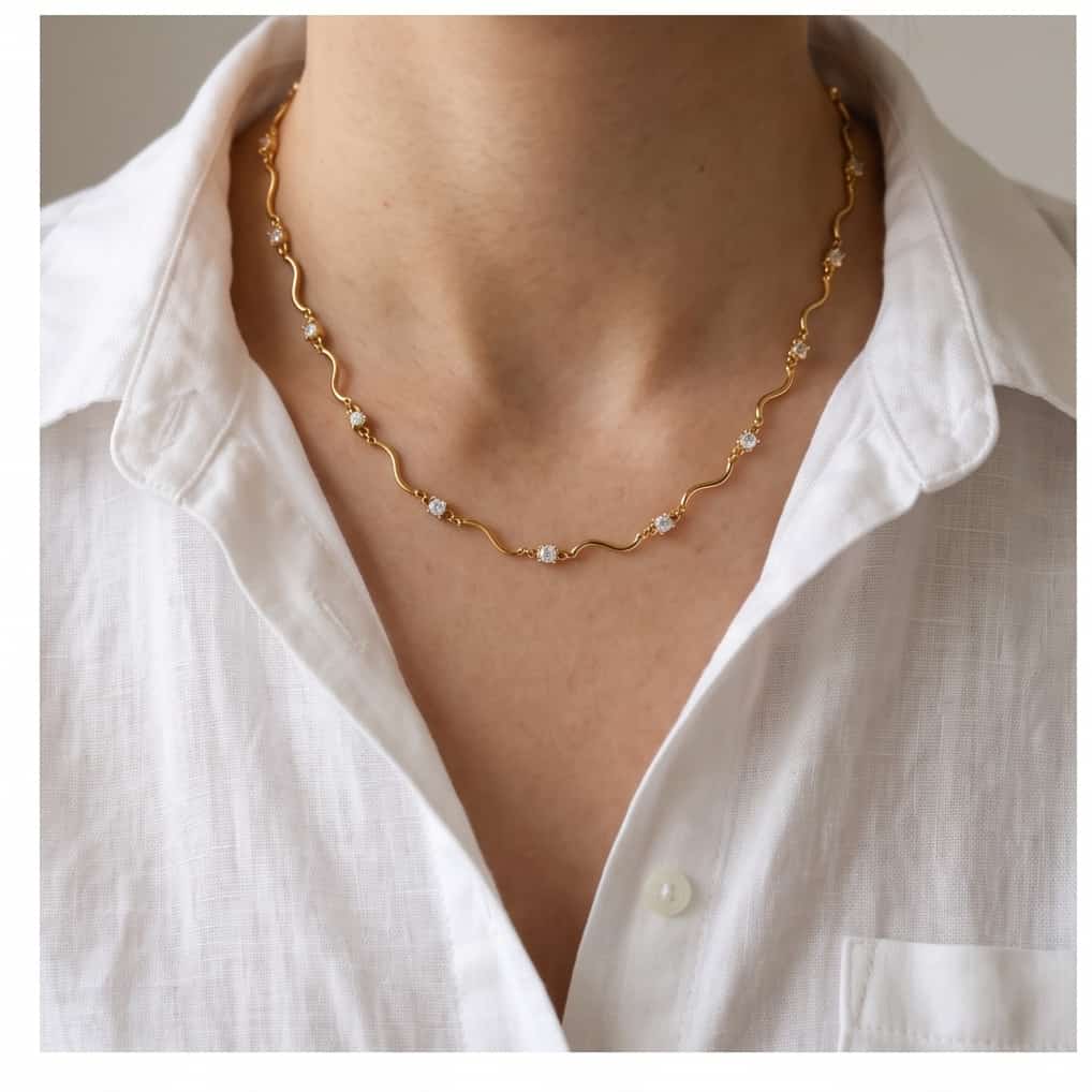 Collana regolabile acciaio punti luce