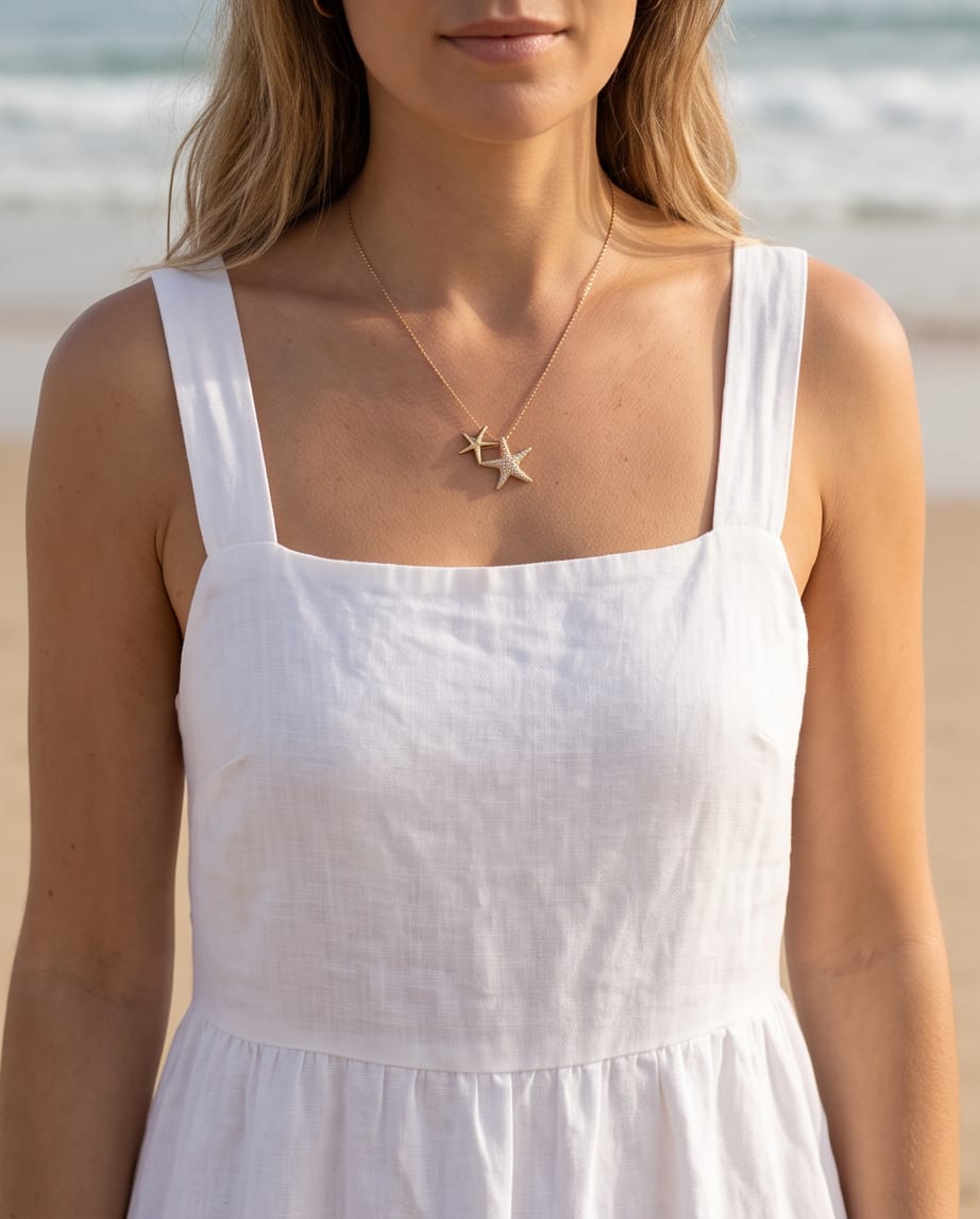Collana regolabile acciaio stella marina