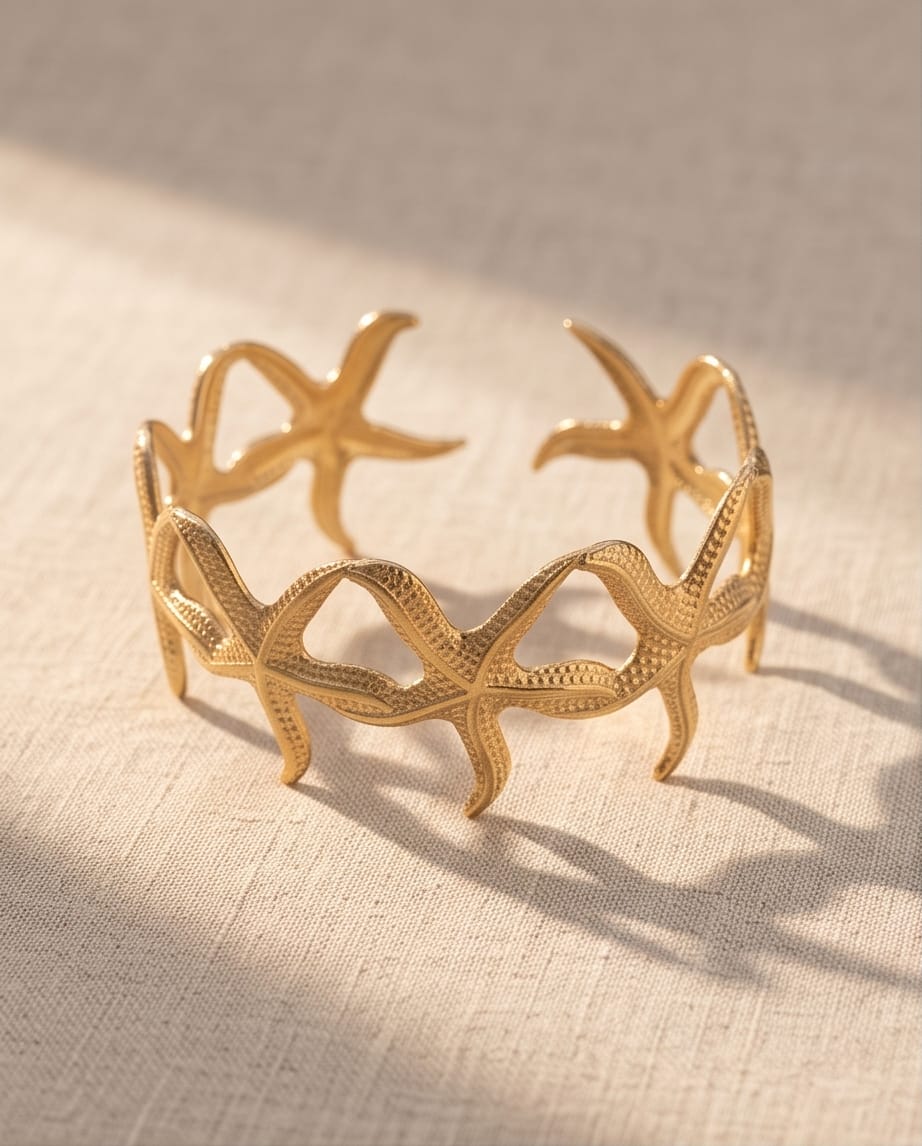 Bracciale rigido acciaio stelle marine
