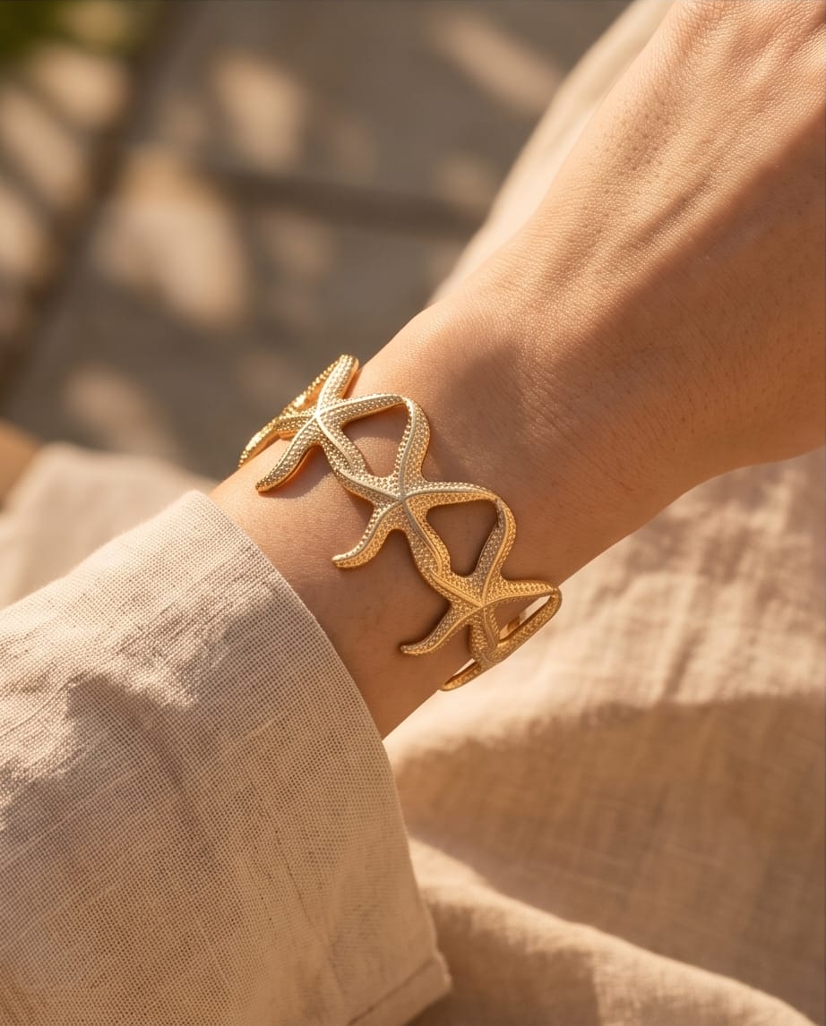 Bracciale rigido acciaio stelle marine