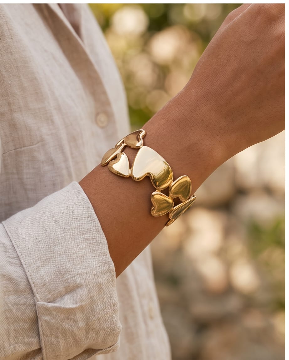 Bracciale rigido acciaio cuori