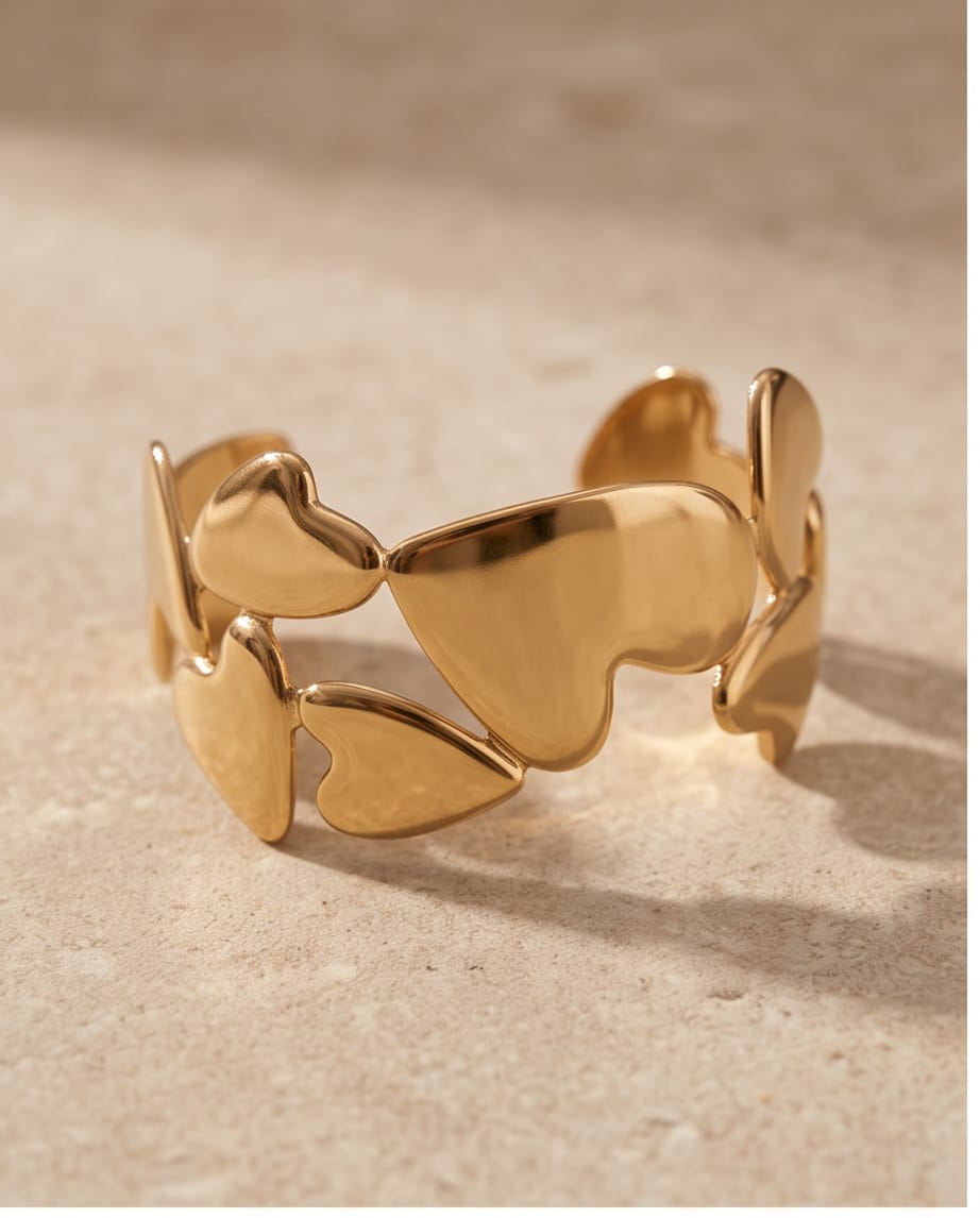 Bracciale rigido acciaio cuori