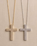 Collana regolabile acciaio croce strass 3cm