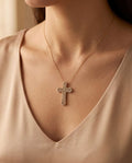 Collana regolabile acciaio croce strass