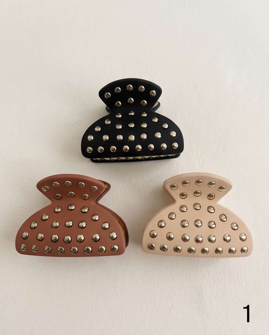 Pinza fermacapelli plastica borchie 7cm (3pz)
