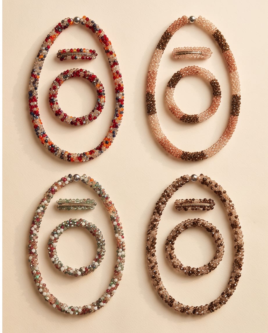 Collana regolabile acciaio perline