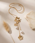 Collana regolabile acciaio fiore e perle