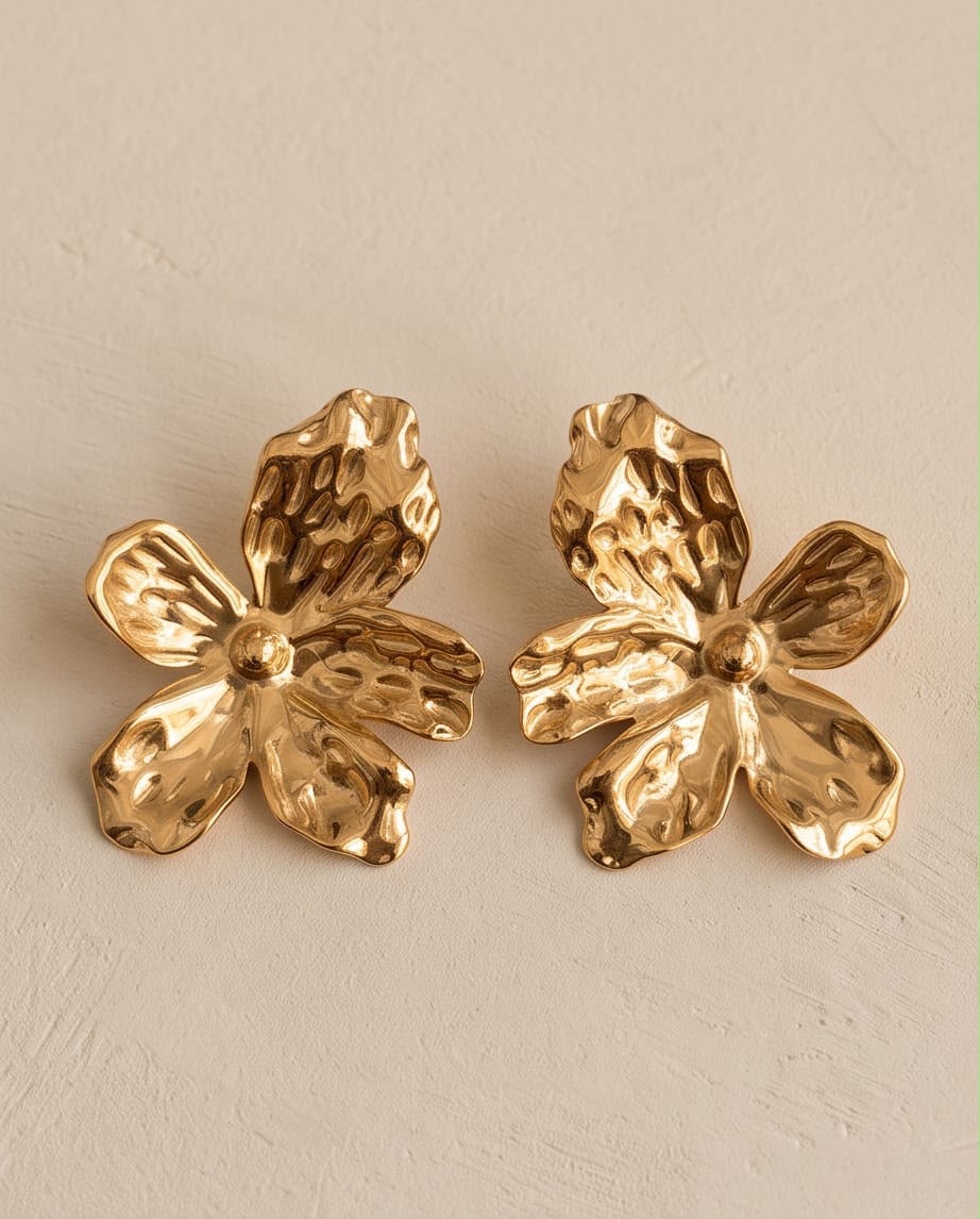 Orecchini lobo acciaio fiore 5.5cm