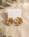 Orecchini lobo acciaio fiore rigato 3.5cm