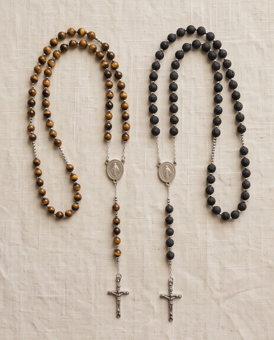 Uomo collana acciaio rosario