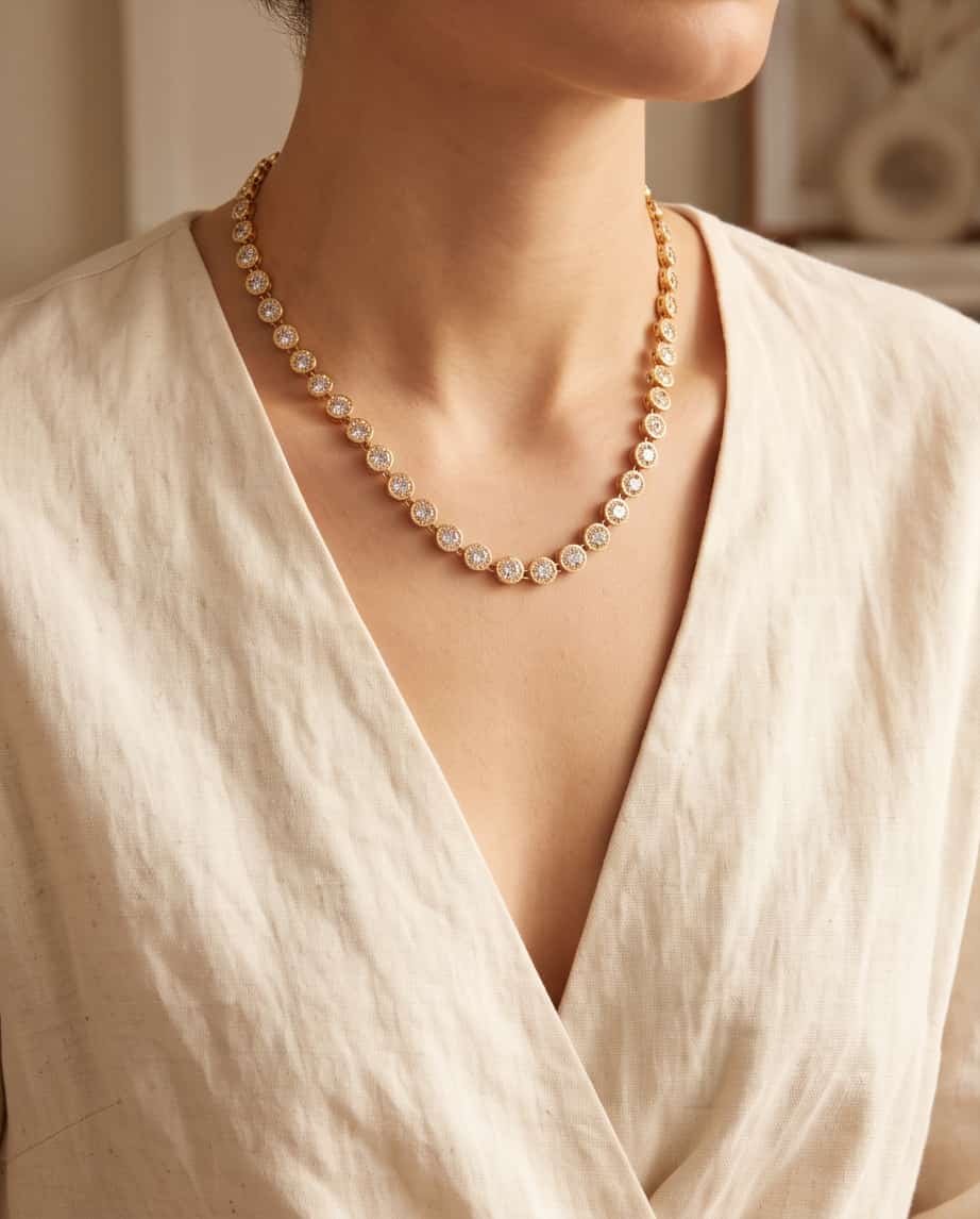 Collana regolabile acciaio strass