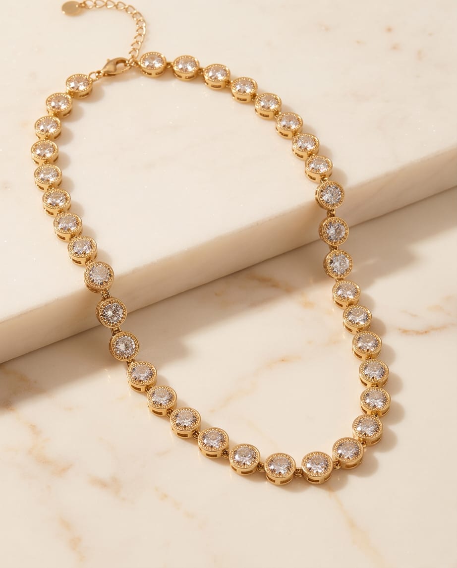 Collana regolabile acciaio strass