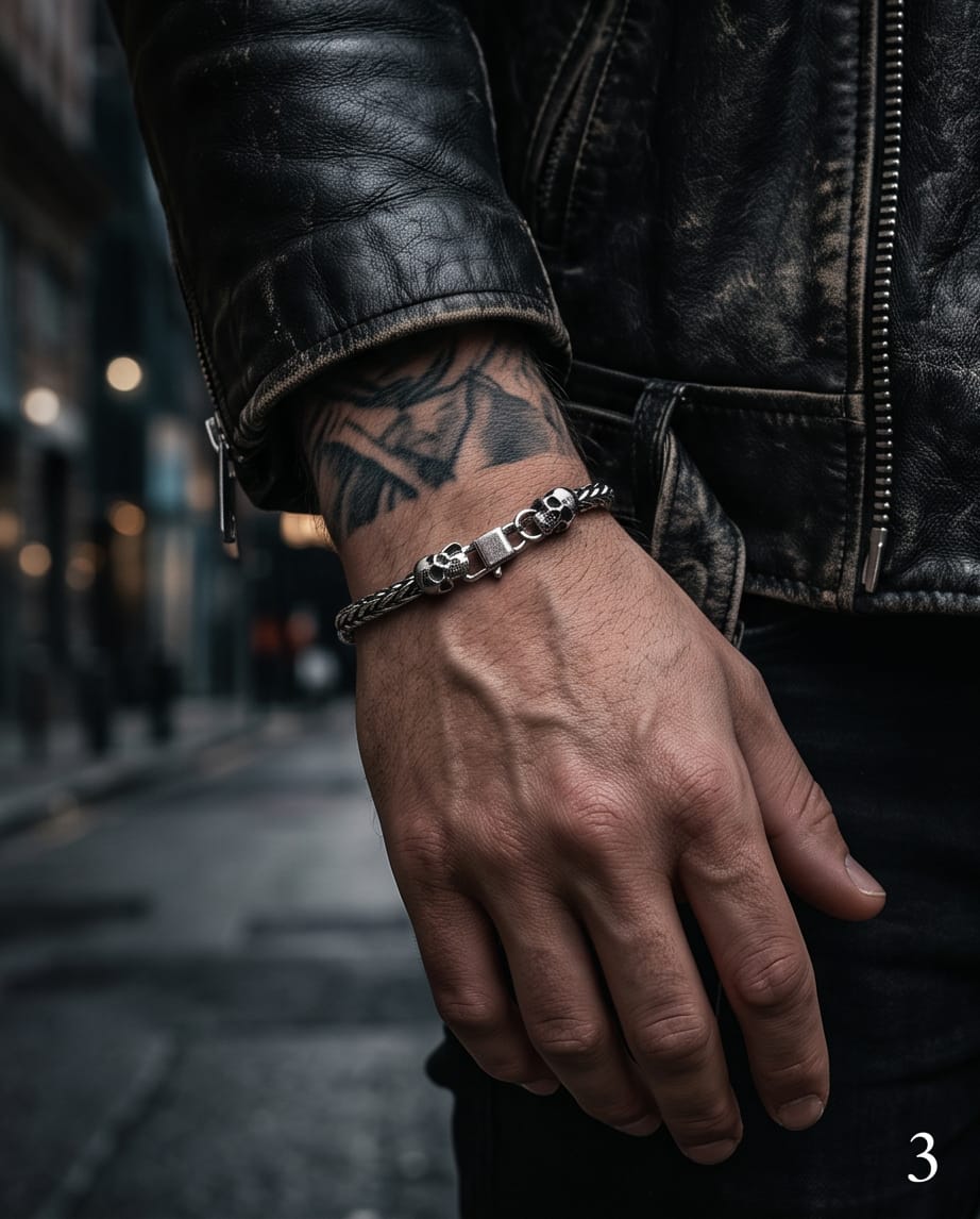 Uomo bracciale acciaio teschio