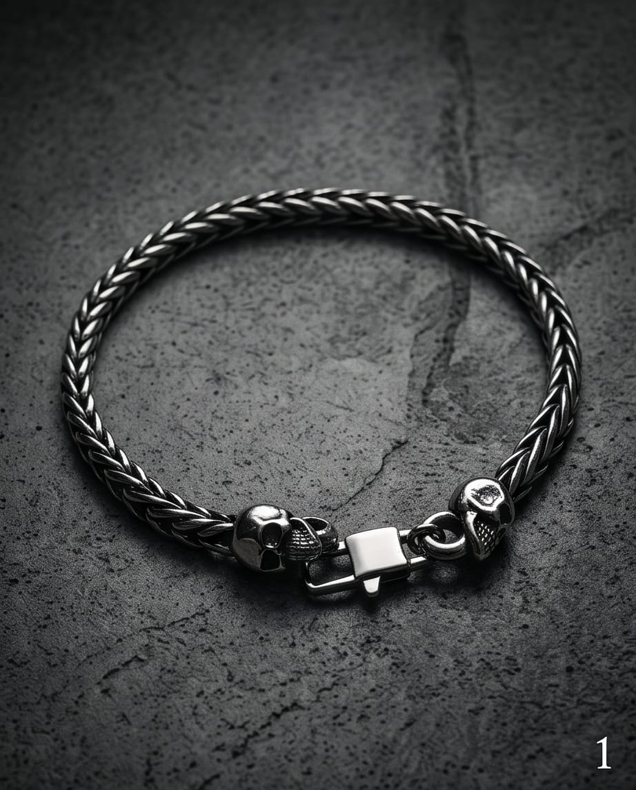 Uomo bracciale acciaio teschio