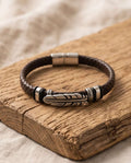 Uomo bracciale acciaio pelle piume