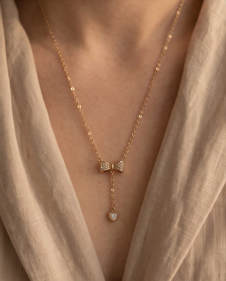 Collana regolabile acciaio fiocco cuore